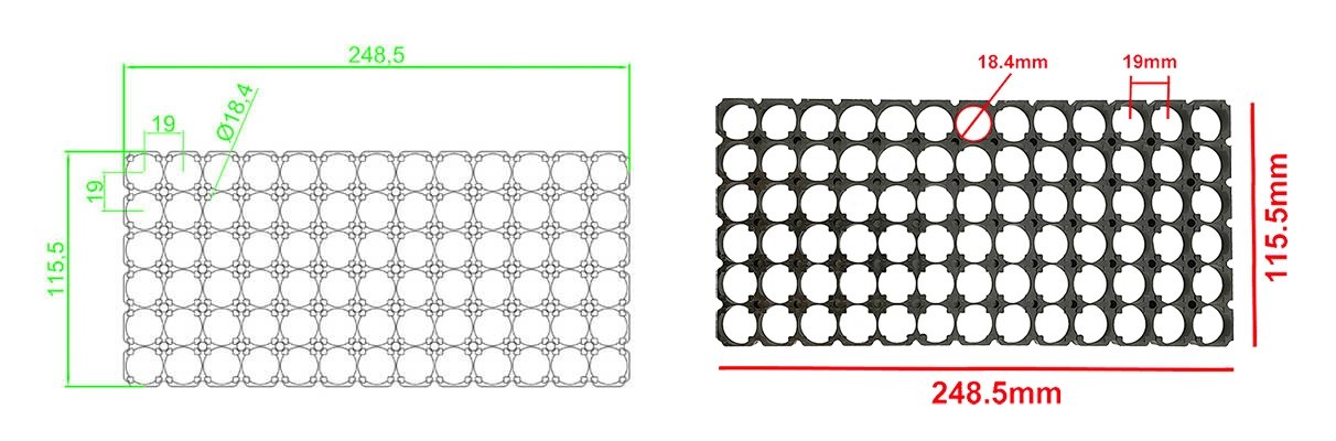18650 battery holder 13x6 size drawi
