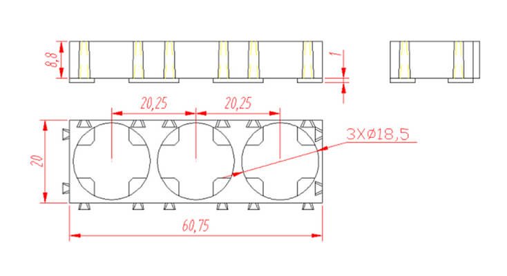 18650 battery holder 3P size