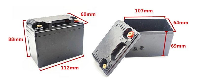 Motorcycle starter battery box empty size